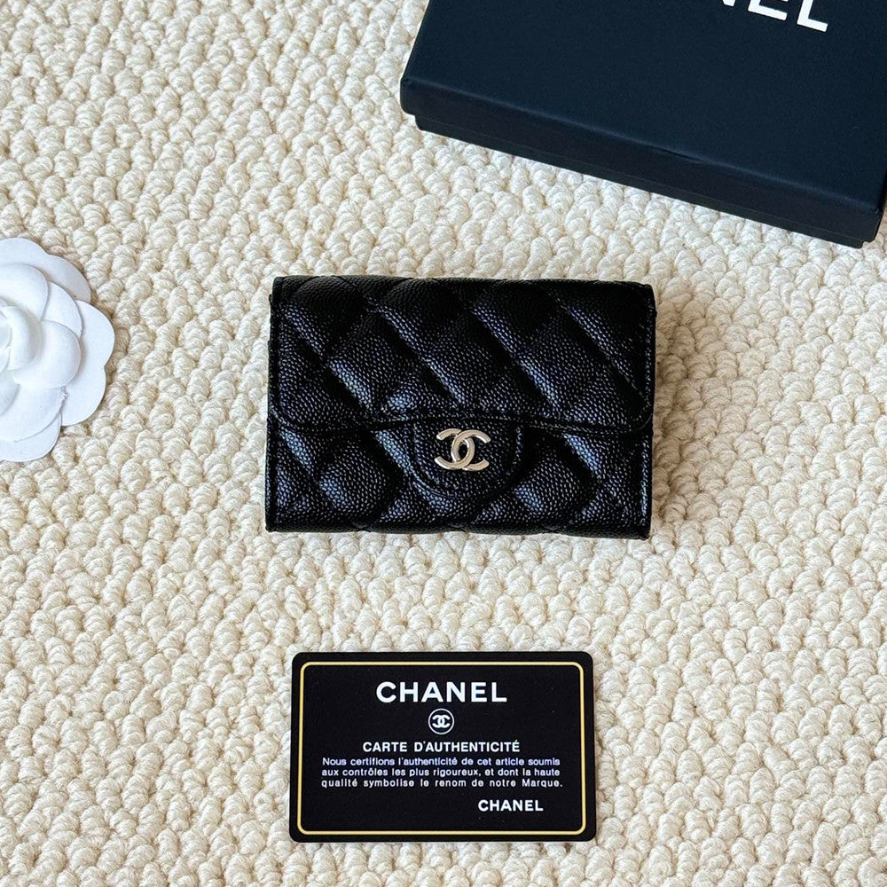 Chanel Classic Card Holder New Black Cf Caviar Calfskin Flap Card Holder With Gold Buckle Ap0214  Bag Bags #196876