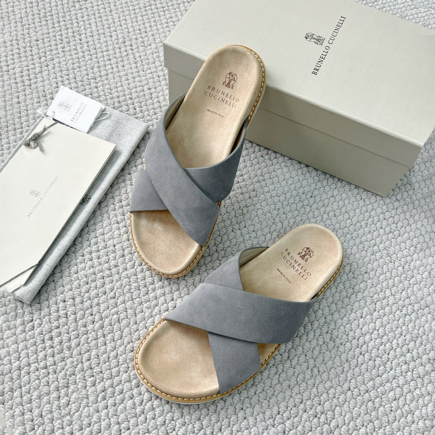 Brunello Cucinelli Men's Summer Solid Color Suede Leather Sandals Slippers Shoes #77385