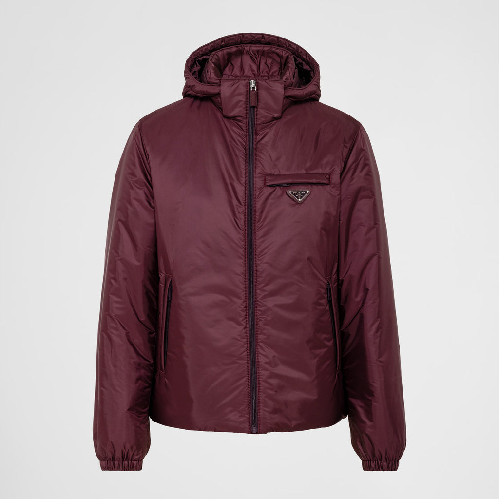 Prada Men's Autumn and Winter Solid Color Single Breasted Hooded Nylon Puffer Down Long Sleeve Jacket #73912