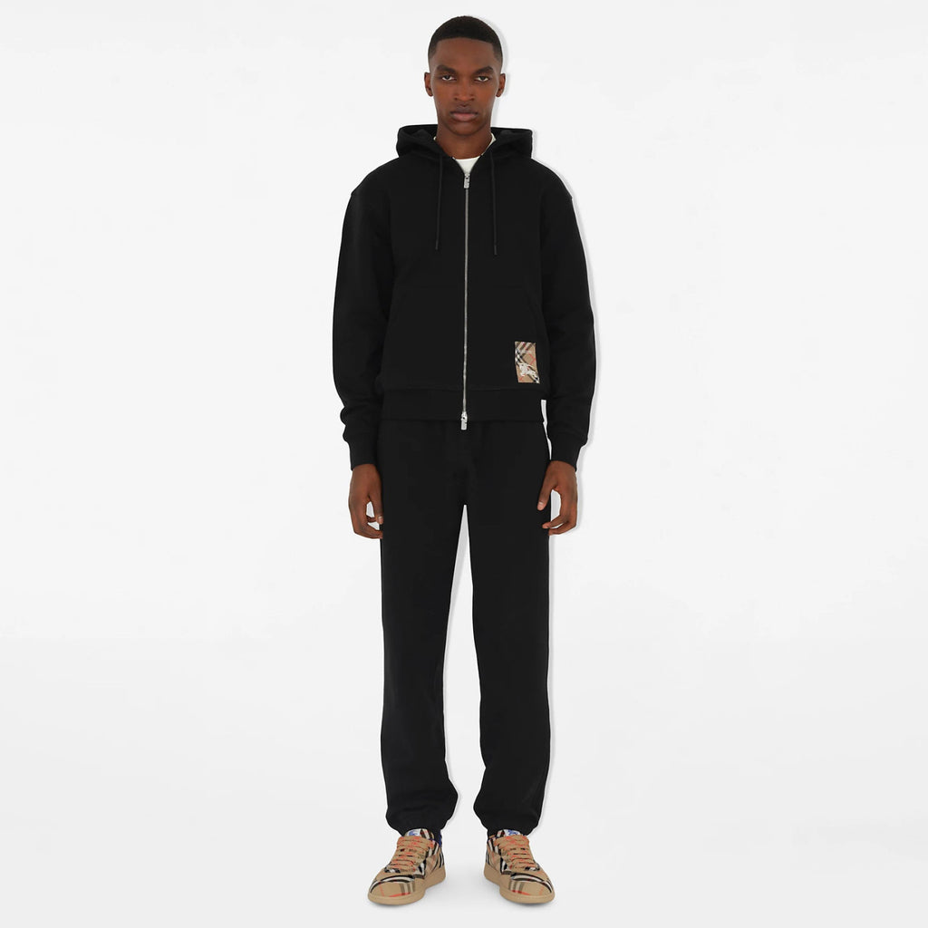 Burberry Men's Spring and Autumn Plaid Label Cotton Zipper Hooded Long Sleeve Sweatshirt Jacket Casual Elastic Waist Pants Set Suit #75593