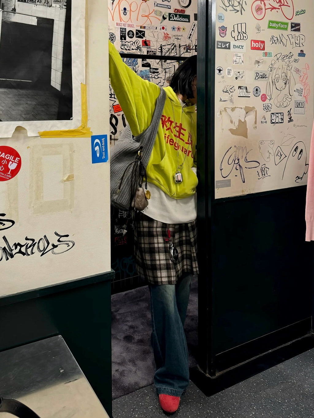 Praying Men's Fall And Winter Fluorescent Yellow Lifeguard Print Subculture Tide Zipper Hoodie Sweatshirt Ngvp #2621