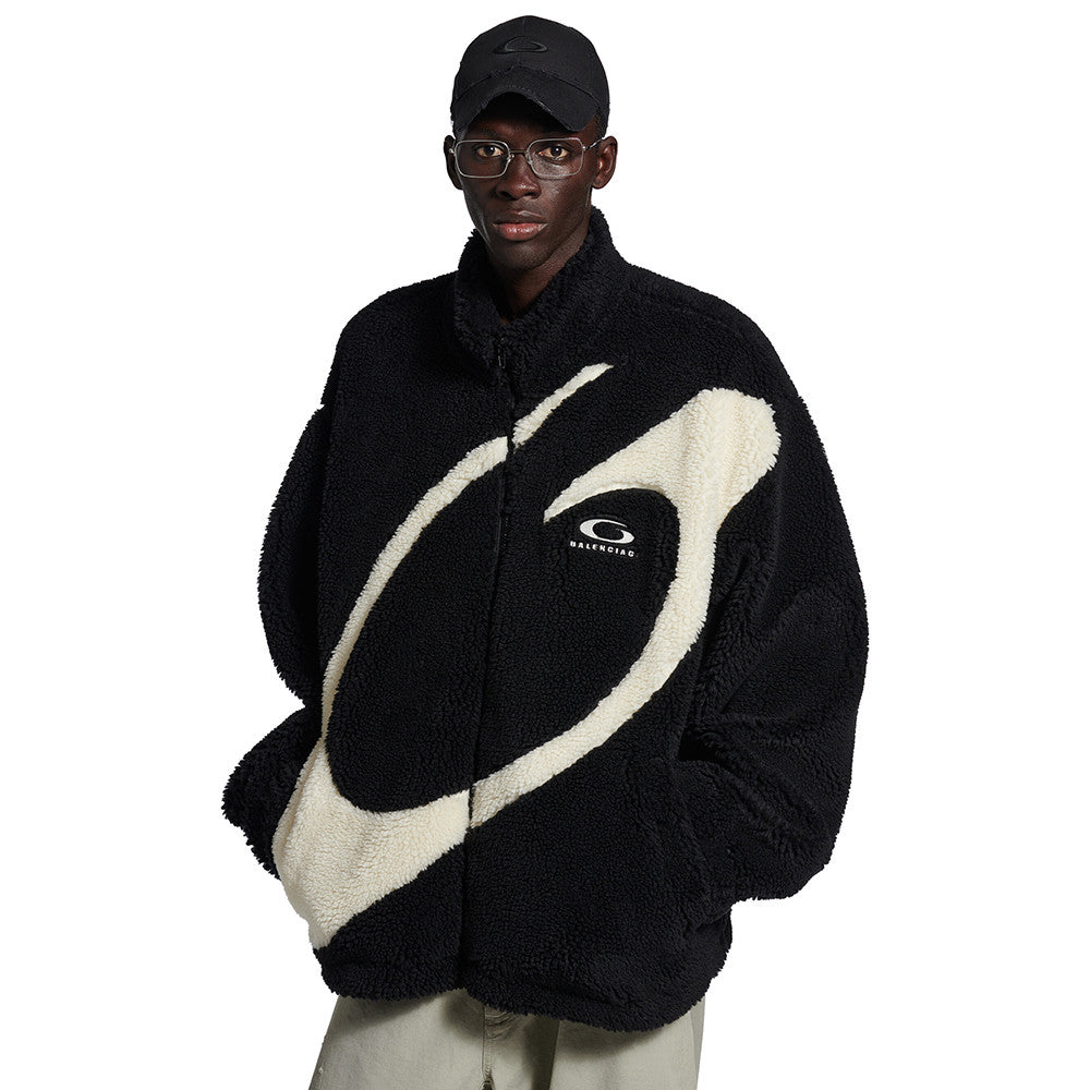 Balenciaga Men's 25FW LOOP SPORTS ICON Lambswool Zipper Jacket INFORMATION Diagonal Pockets Double-ended Zipper Closure Loop Artwork Inlay #332256
