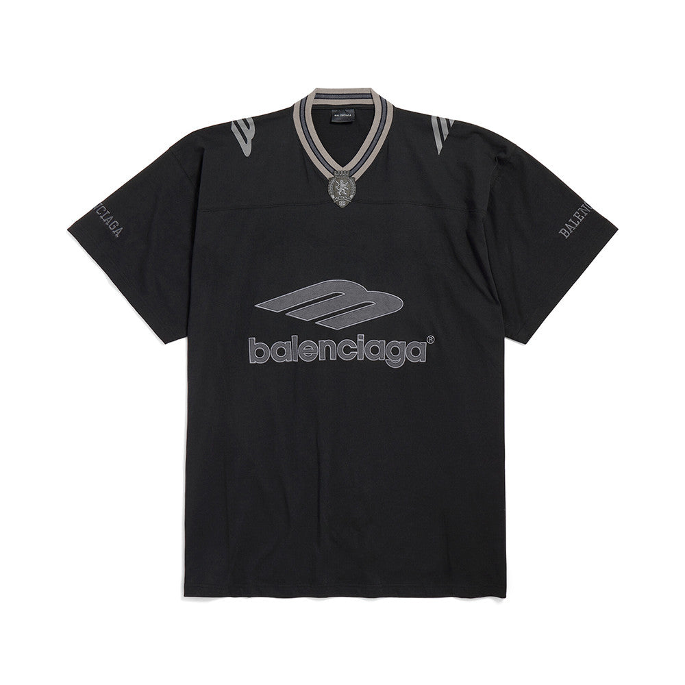 Balenciaga  Men's 3b Football V-neck T-shirt Oversized in Dark Navy red #334655