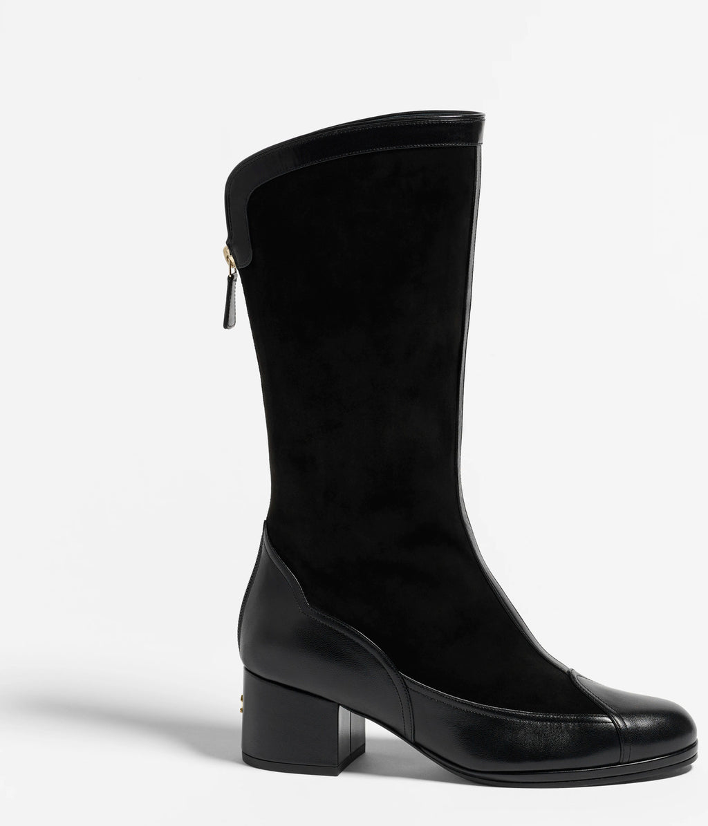 Chanel Women's Sheepskin Calfskin Round Toe Zipper High Top Boots Autumn and Winter Solid Color Chunky Heel Casual Shoes Ngvp #2138