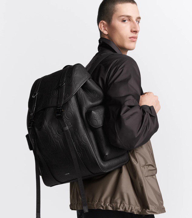 Dior 9257 Dior Hit the Road Backpack Gravity Print Effect Leather Black Tote Bag Fashion Casual Sympathy Backpack #195198