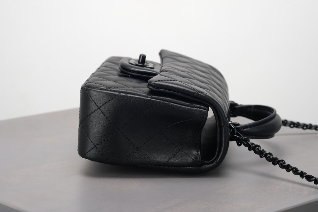 Chanel So Black Quilted Lambskin Mini Rectangular Classic Single Flap #378297