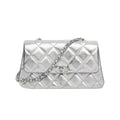 Chanel Women's Solid Color Diamond Pattern Sheepskin Chain Shoulder Strap Crossbody Bag Bags Metallic-colored Leather Tends To Fade Easily #77781