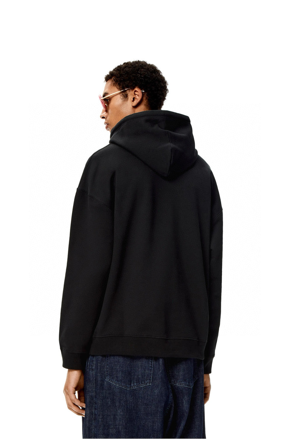 Loewe Men's Spring & Autumn Solid Color Logo Leather Label Drawstring Hooded Sweatshirt Pullover #98912
