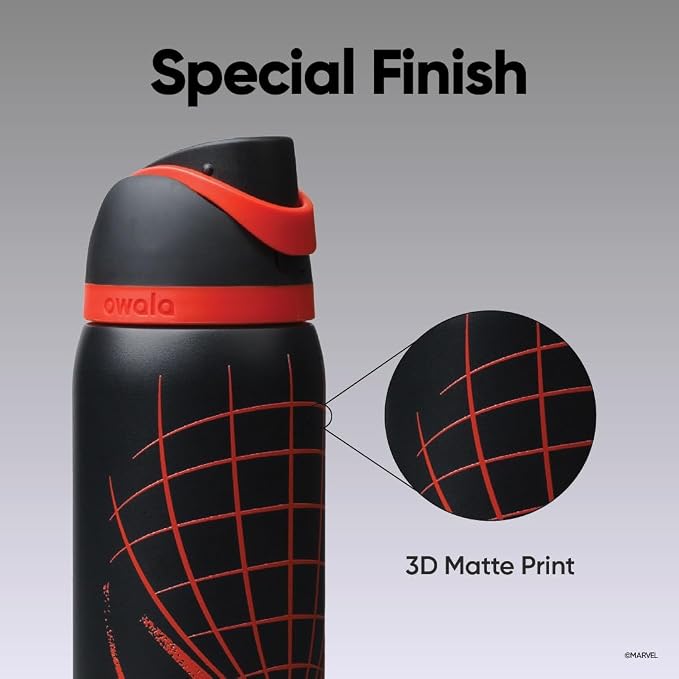 Owala Spider-Man FreeSip Insulated Stainless Steel Water Bottle with Straw. suitable for sports. travel. and school. BPA-free sports water bottle. 32 oz (approx. 907.2 ml). night watch