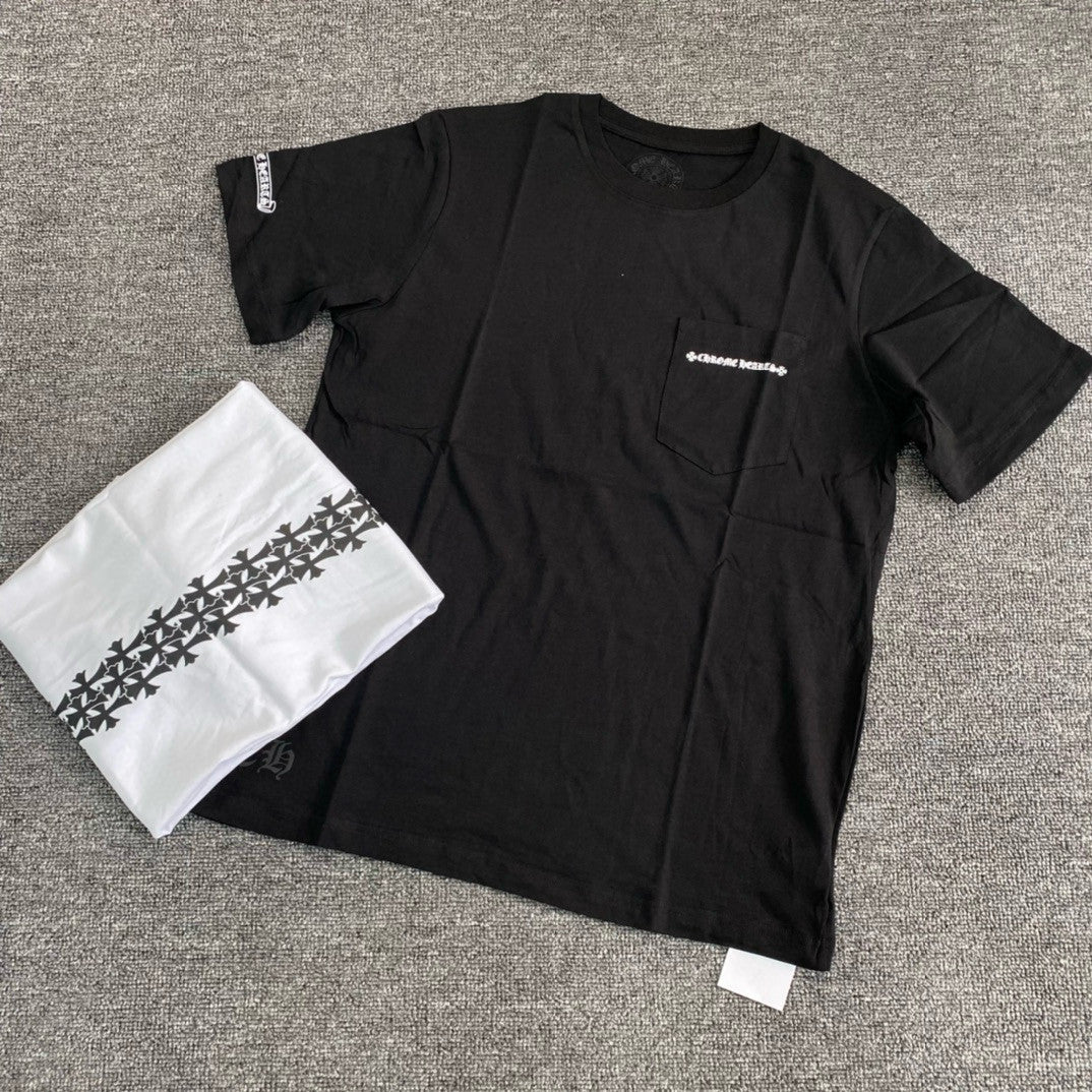 Chrome Hearts Men's Summer Solid Colour Cross Print Round Neck Cotton Short Sleeve T-Shirt #76816