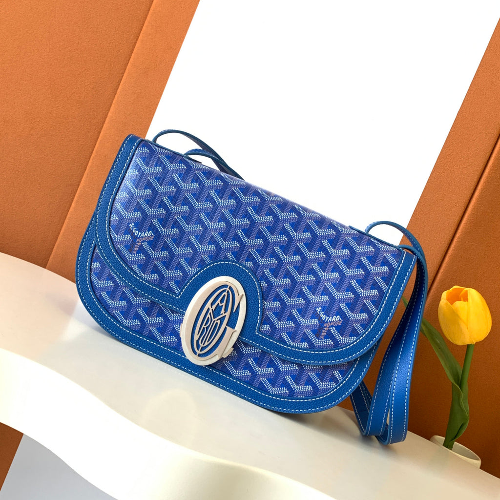 GOYARD Men's and Women's Old Flower Full Print Adjustable Shoulder Strap Canvas Patchwork Leather Flap Messenger Bag Shoulder Crossbody Bags #75318