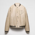Prada Men's and Women's Spring and Autumn Solid Color Letter Logo Applique Zipper Leather Long Sleeve Jacket #73932