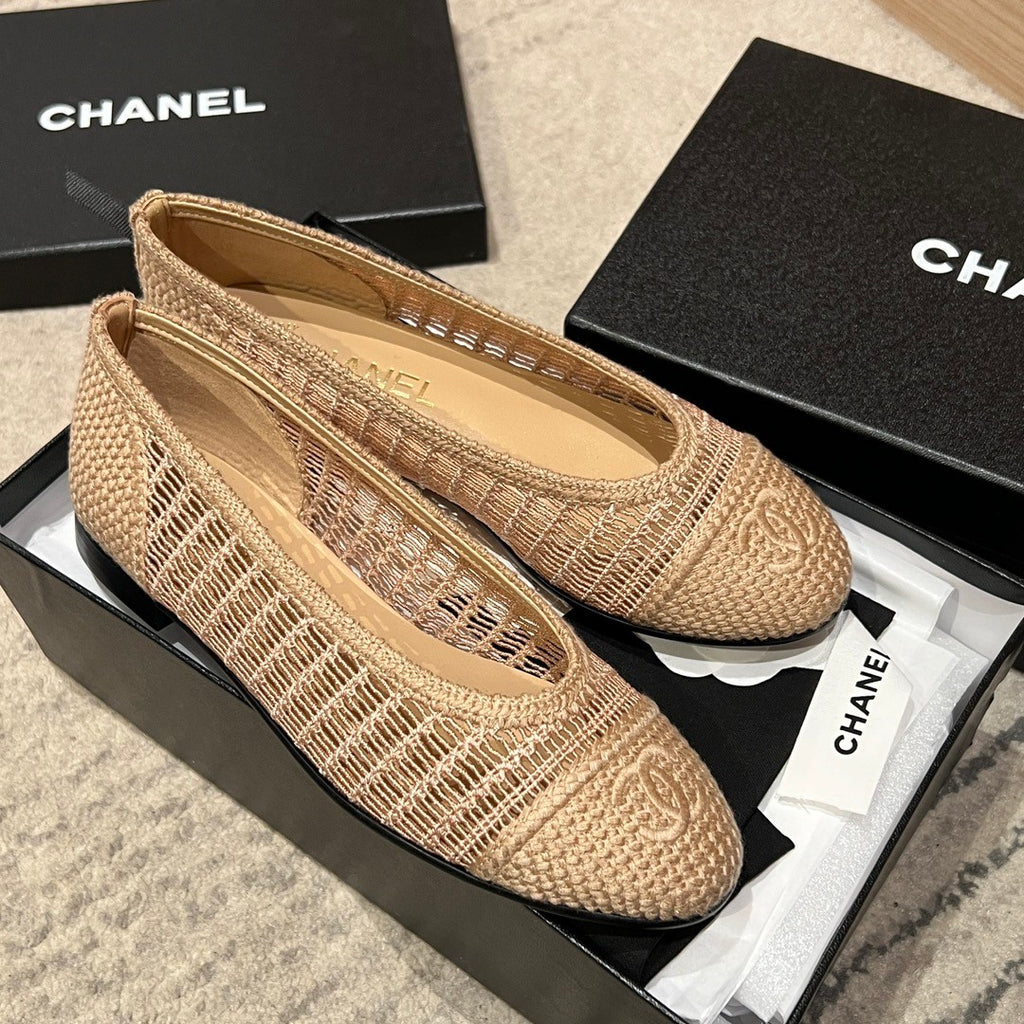 Chanel Women's Summer Colour-Block Knitted Casual Ballet Flats Shoes #76994