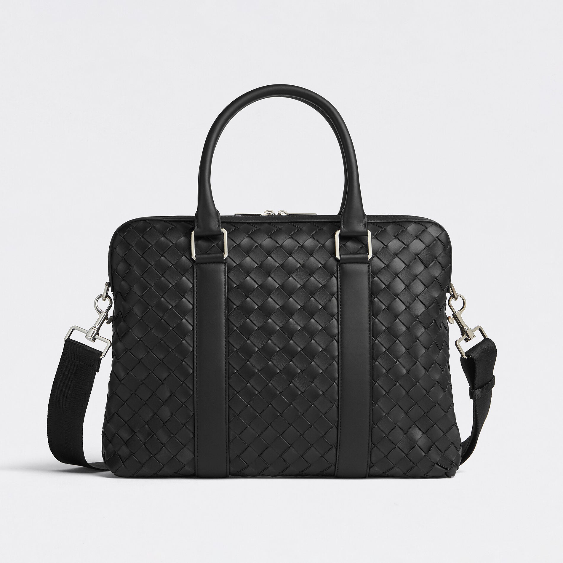 Bottega Veneta Intrecciato Men's Solid Color Adjustable Detachable Shoulder Strap Woven Calfskin Briefcase Handbag Bag Bags #77473