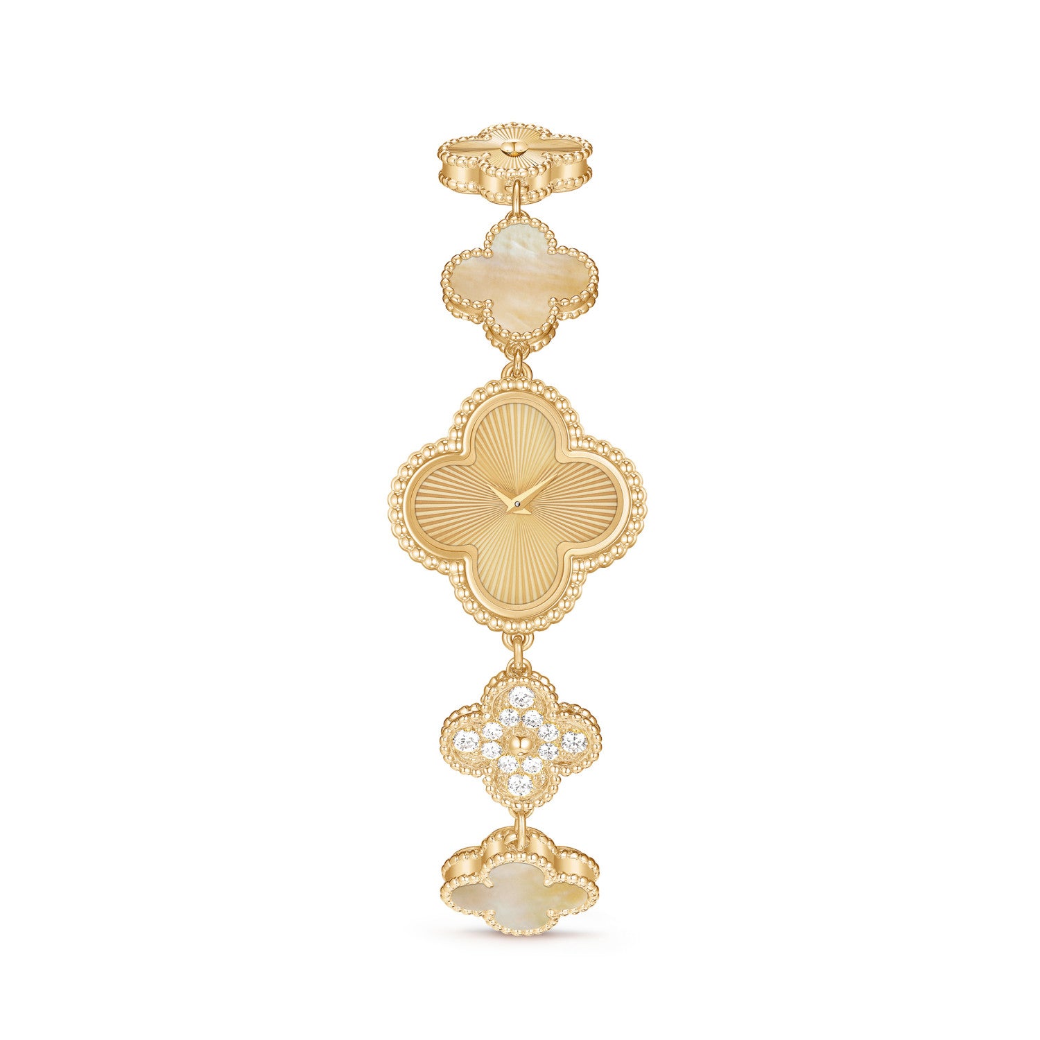Van Cleef & Arpels Sweet Alhambra Four Leaf Clover Jewelry Watch in 18K Genuine Gold #97153