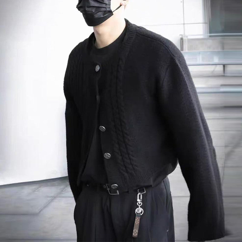 Enfants Riches Deprimes Men's Autumn/winter Black Jacquard Knit Cardigan High-street Fashion Casual Single-breasted Button-front Sweater Ngvp #2617