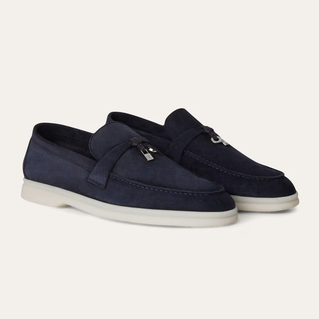 Loro Piana Women's Summer Charms Walk Mocassin Shoes Suede Round-Toe Solid-Color All-Season Casual Shoes #81538