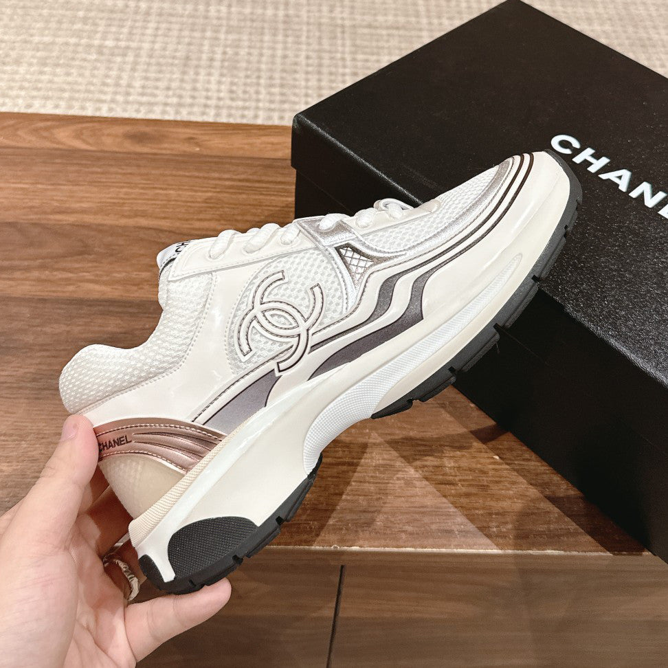 Chanel Men's And Women's Spring/Summer Fashion Casual Round Toe Lace Up Mesh Leather Low Top Sneakers Casual Shoes #78327