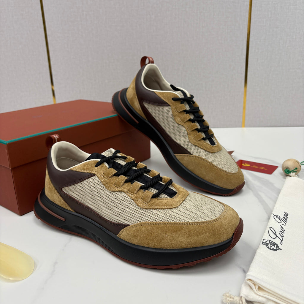 Loro Piana Week End Walk Mesh Cowhide Suede Casual Sneakers #381648