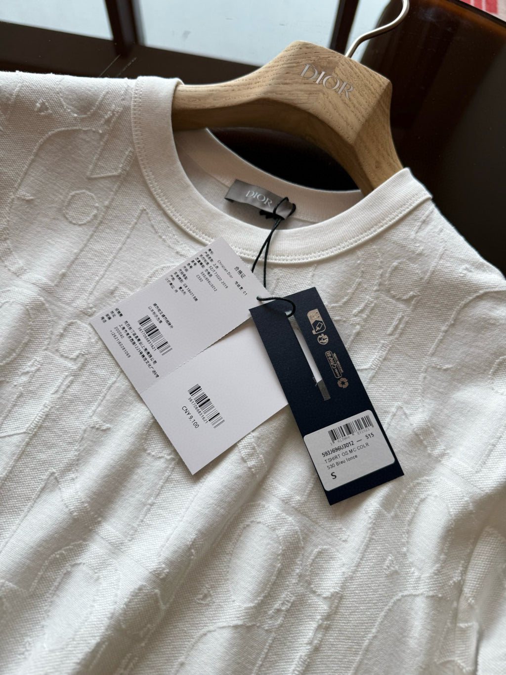 Dior Men's Summer Solid Colour Cotton Loose Plain Knit Printed Short Sleeve T-Shirt #76976