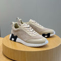 Hermes Men's Spring/Summer Fashion Casual Round Toe Lace Up Contrasting Color Suede Cowhide Low Top Sneakers #78237