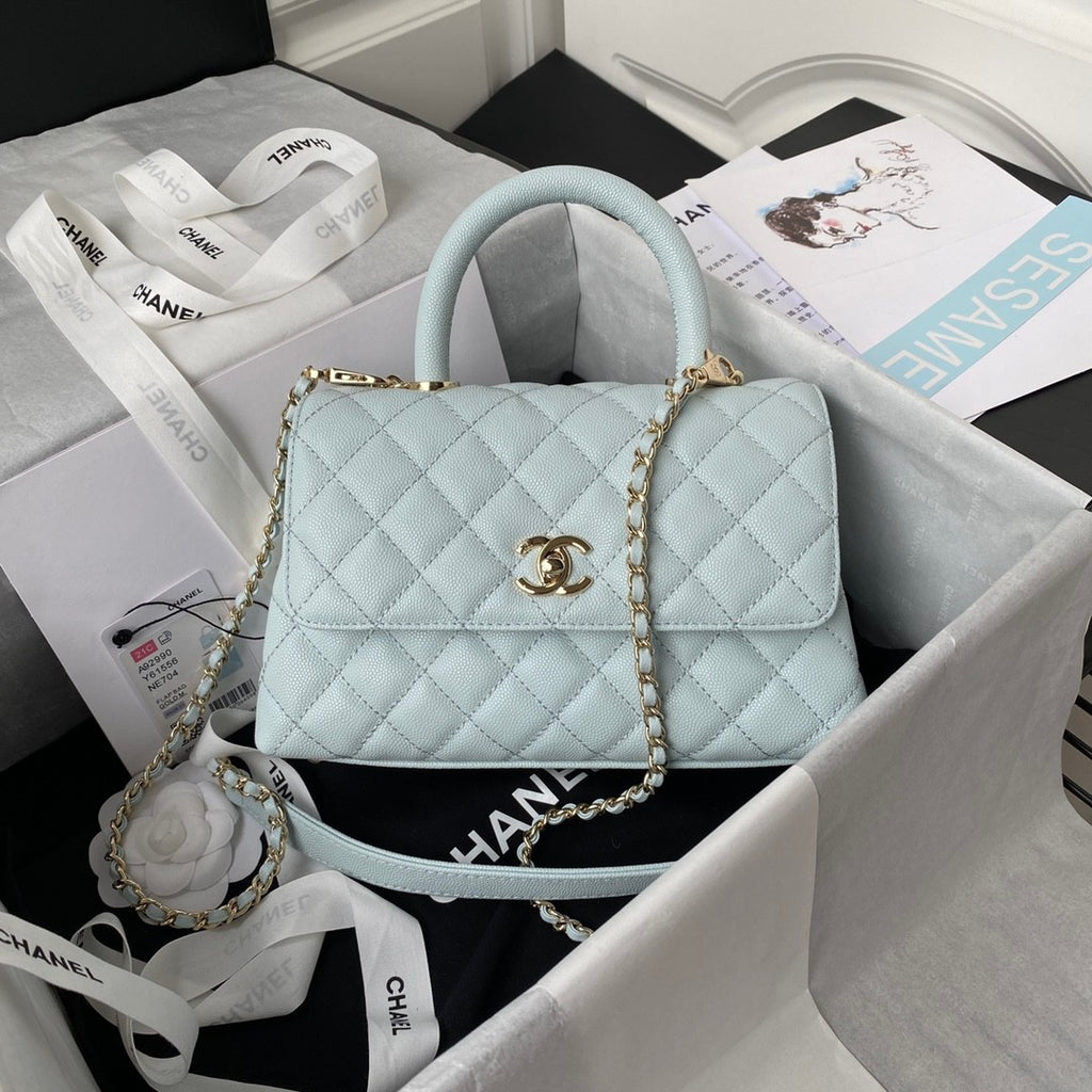 Chanel COCO Handle 23/28 Classic Logo Black Gold Leather Caviar Chain Shoulder Crossbody Mini Small Medium Women's Spring Summer Black Bag Bags #81954A