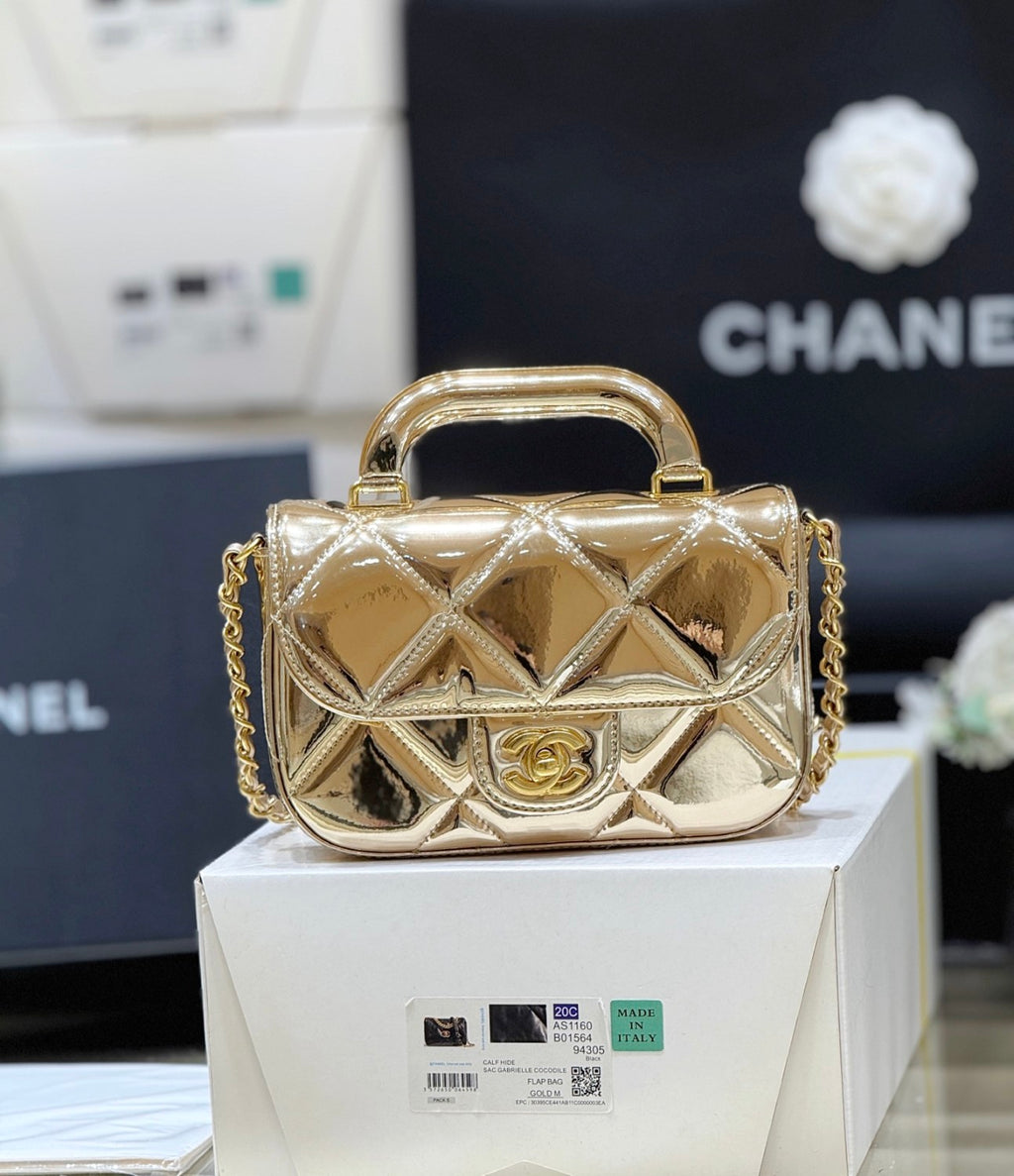 Chanel Small Clutch With Chain Mirror Calfskin Metal #375531