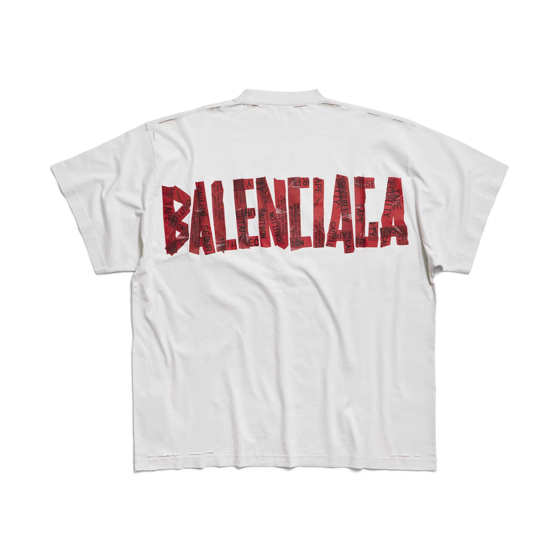 Balenciaga Men's Summer Solid Color Tape Letter Print Round Neck Cotton Short Sleeve T-Shirt #77438