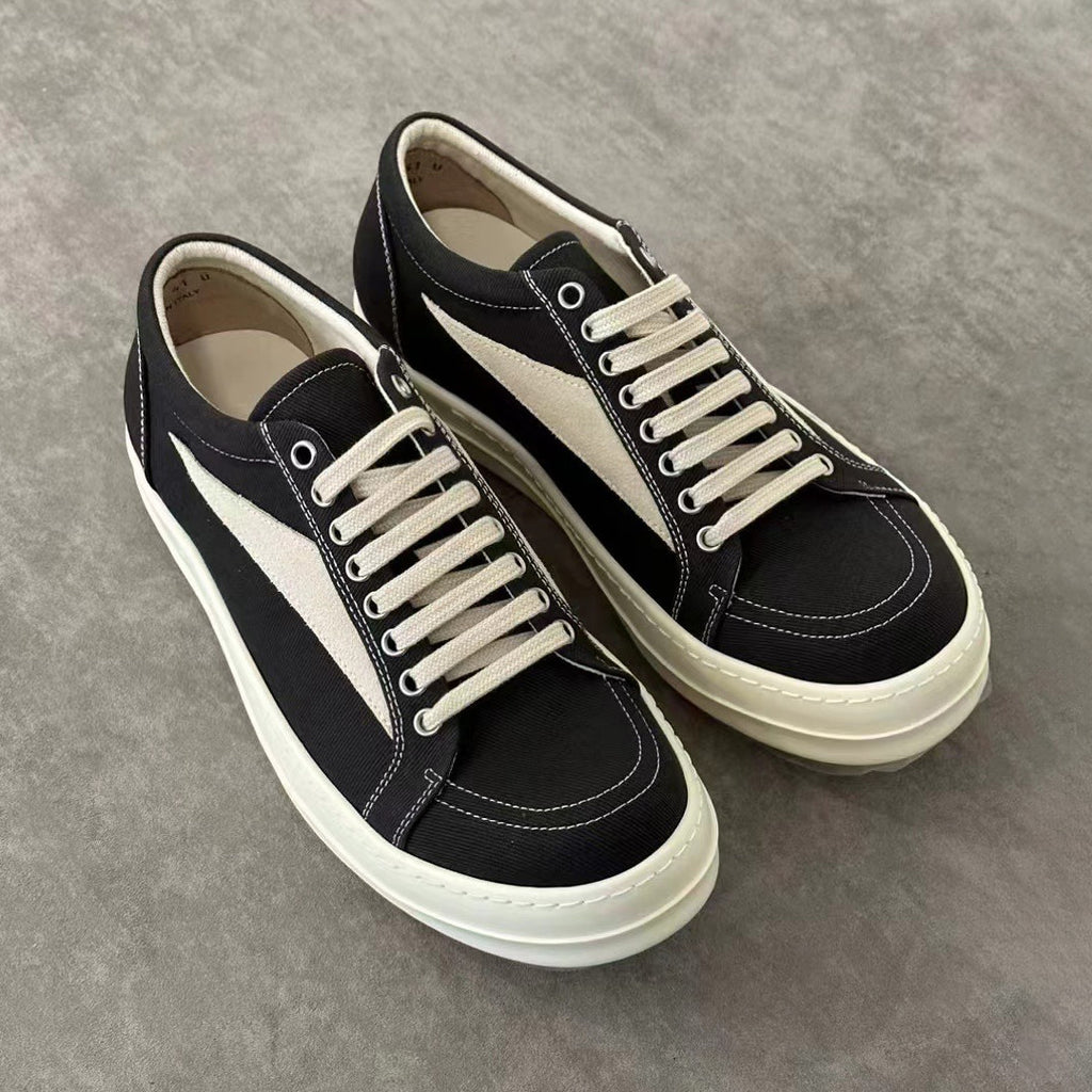 Rick Owens Men's And Women's Spring/Fall Fashion Casual Round Toe Lace Up Color Block Flat Low Top Sneakers Shoes #79449