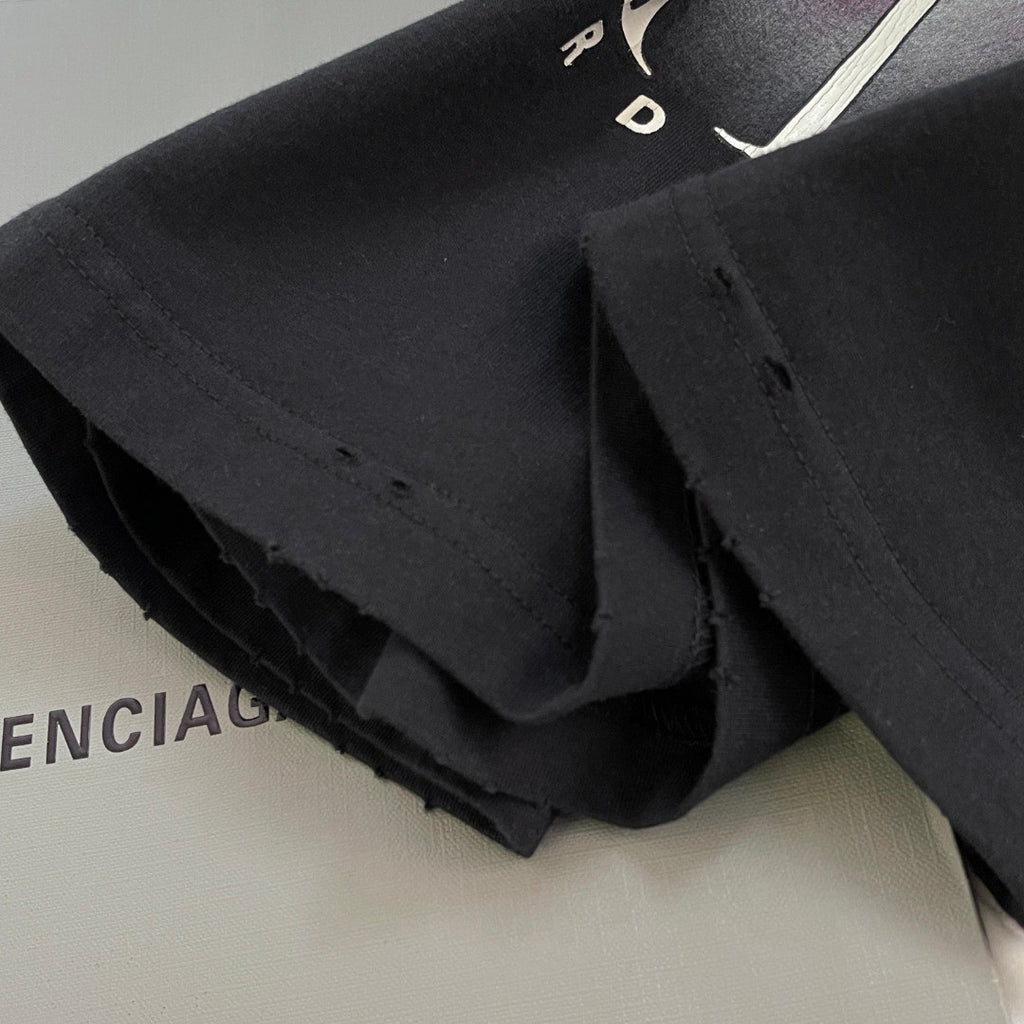 Balenciaga Men's and Women's Summer Portrait Printed Solid Colour Round Neck Cotton Short Sleeve T-Shirt #76598