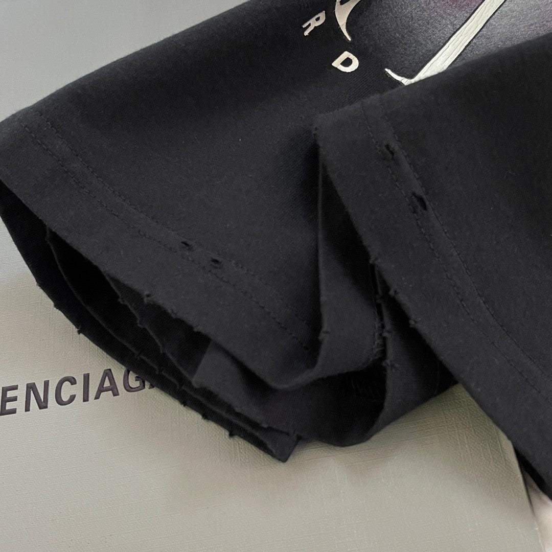 Balenciaga Men's and Women's Summer Portrait Printed Solid Colour Round Neck Cotton Short Sleeve T-Shirt #76598