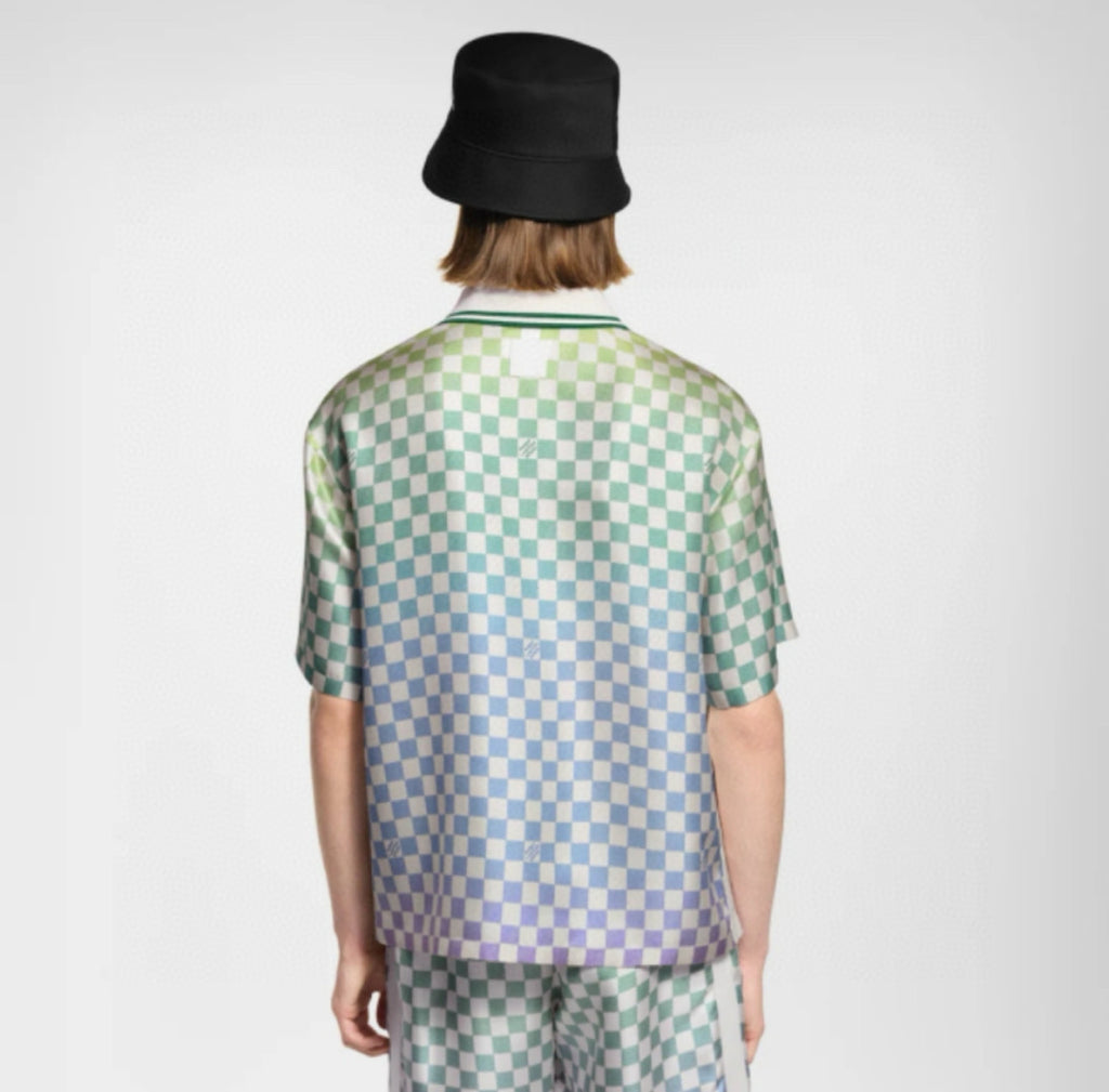 Louis Vuitton Men's Summer Colourful Letter Print Single Breasted Short Sleeve Shirt Casual Shorts Suit Set #76632