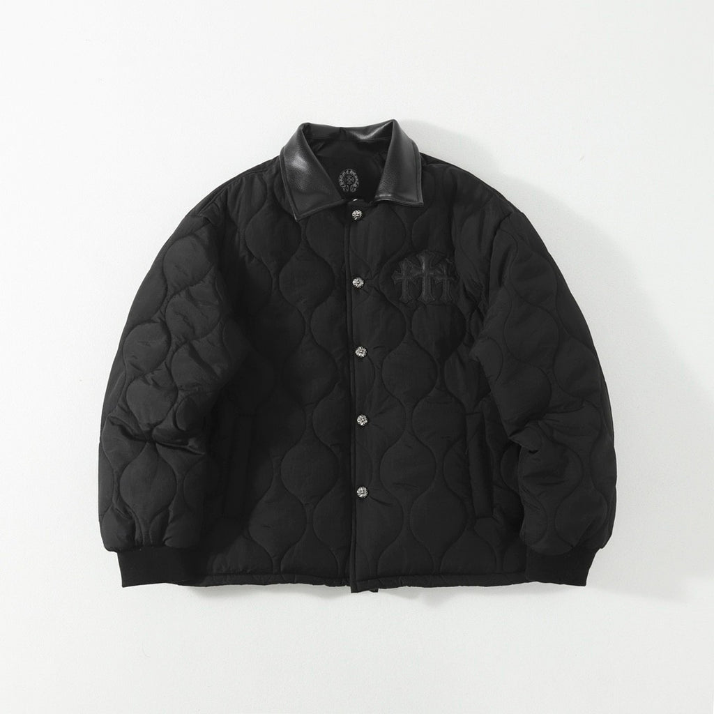 Chrome Hearts Men's & Women's Fall/Winter Fashion Casual Solid Color Lapel Single Breasted Jacket with Cross Pattern Silver Buttons Jacket #79113