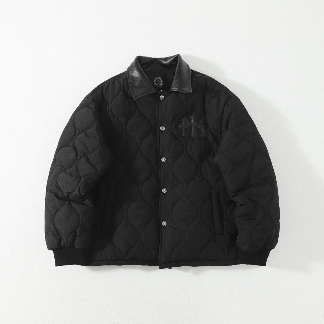 Chrome Hearts Men's & Women's Fall/Winter Fashion Casual Solid Color Lapel Single Breasted Jacket with Cross Pattern Silver Buttons Jacket #79113