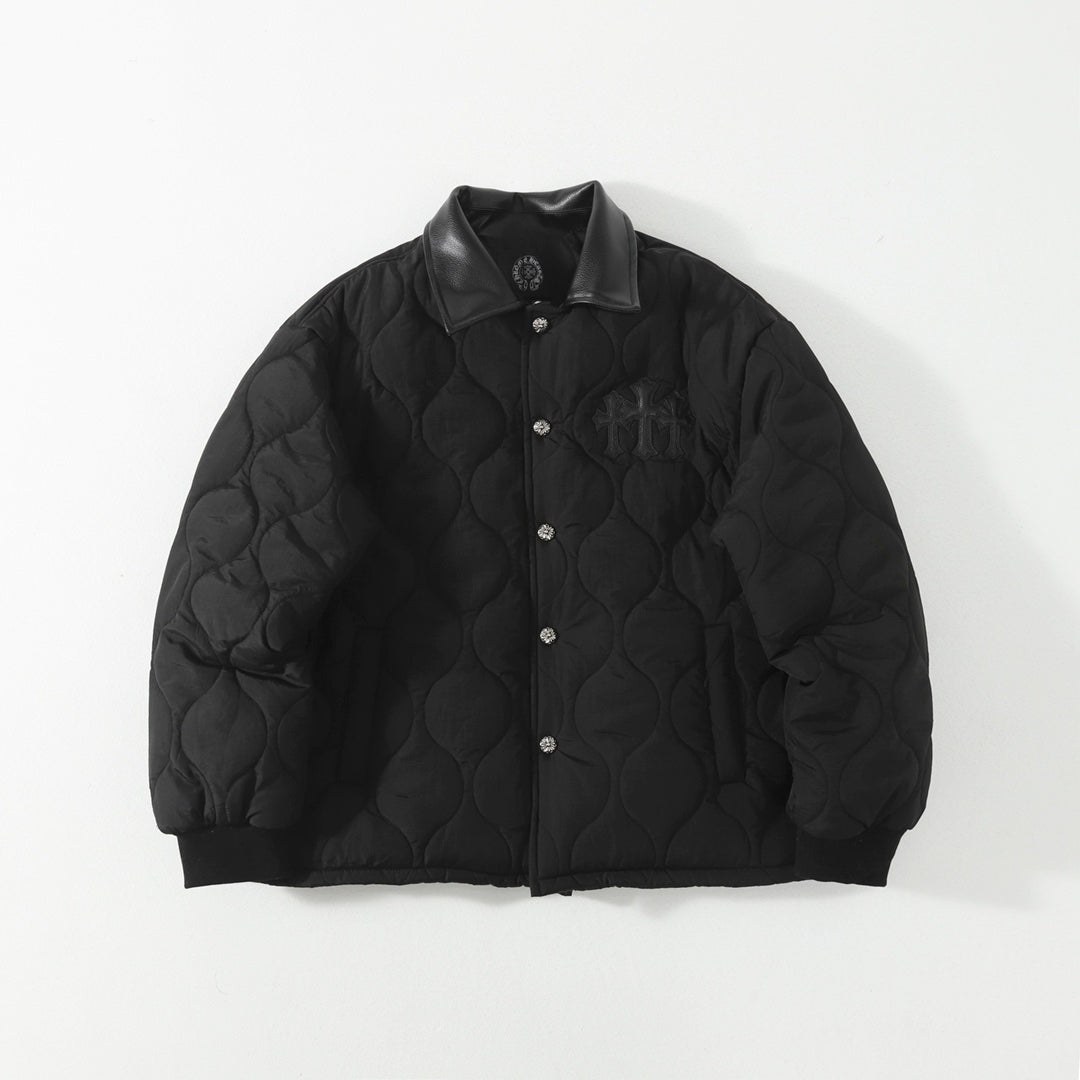 Chrome Hearts Men's & Women's Fall/Winter Fashion Casual Solid Color Lapel Single Breasted Jacket with Cross Pattern Silver Buttons Jacket #79113