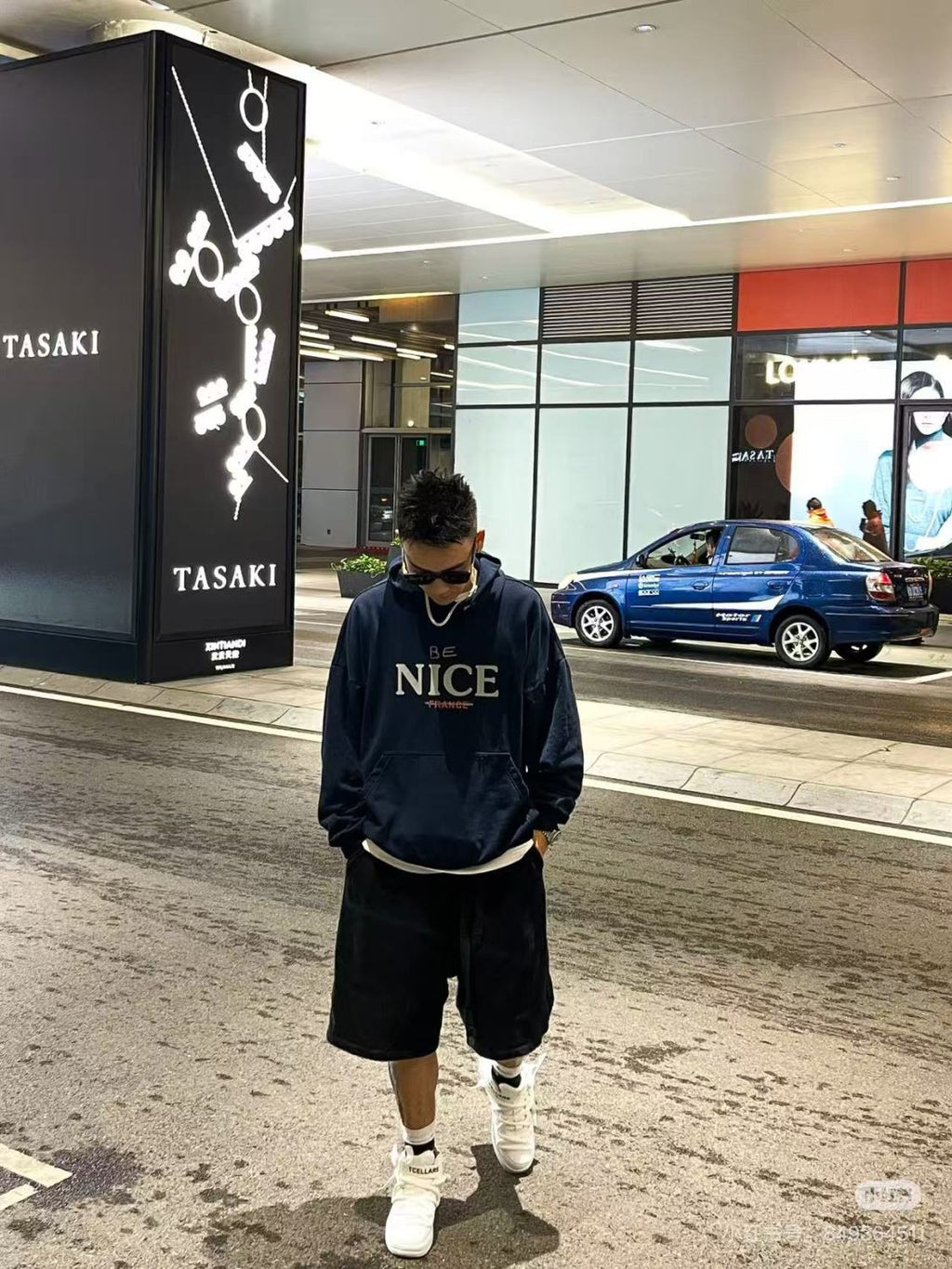 Balenciaga Men's Autumn And Winter Letter Printed Sweatshirt Hooded Long Sleeve Pullover Sweatshirt Navy Blue High Street Trendy Top #81625