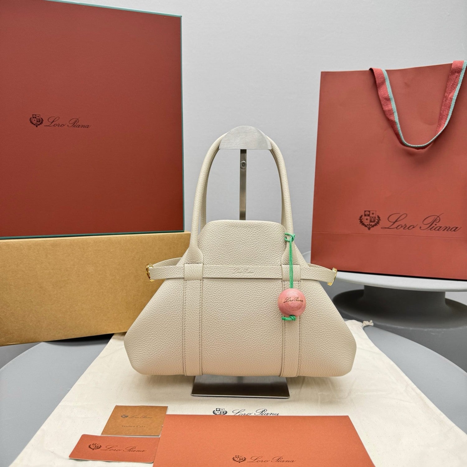 Loro Piana Ghiera Shopper Women's Classic Fashion Solid Color Ring Buckle Leather Tote Bag Bags #78198