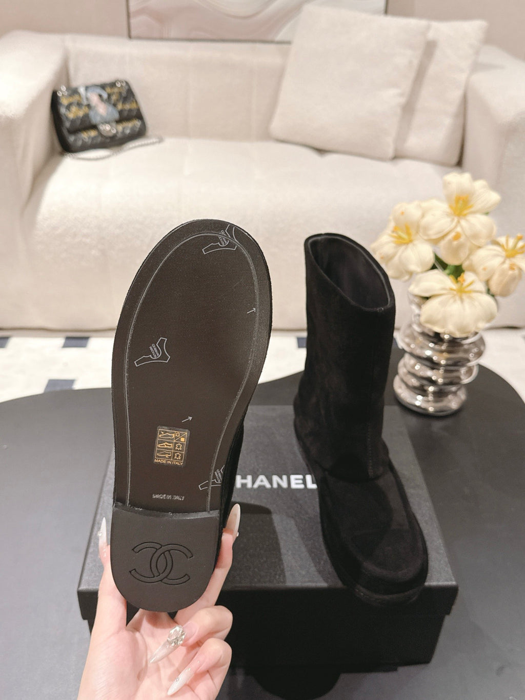 Chanel Women's Suede Mid-Calf Boots #335029