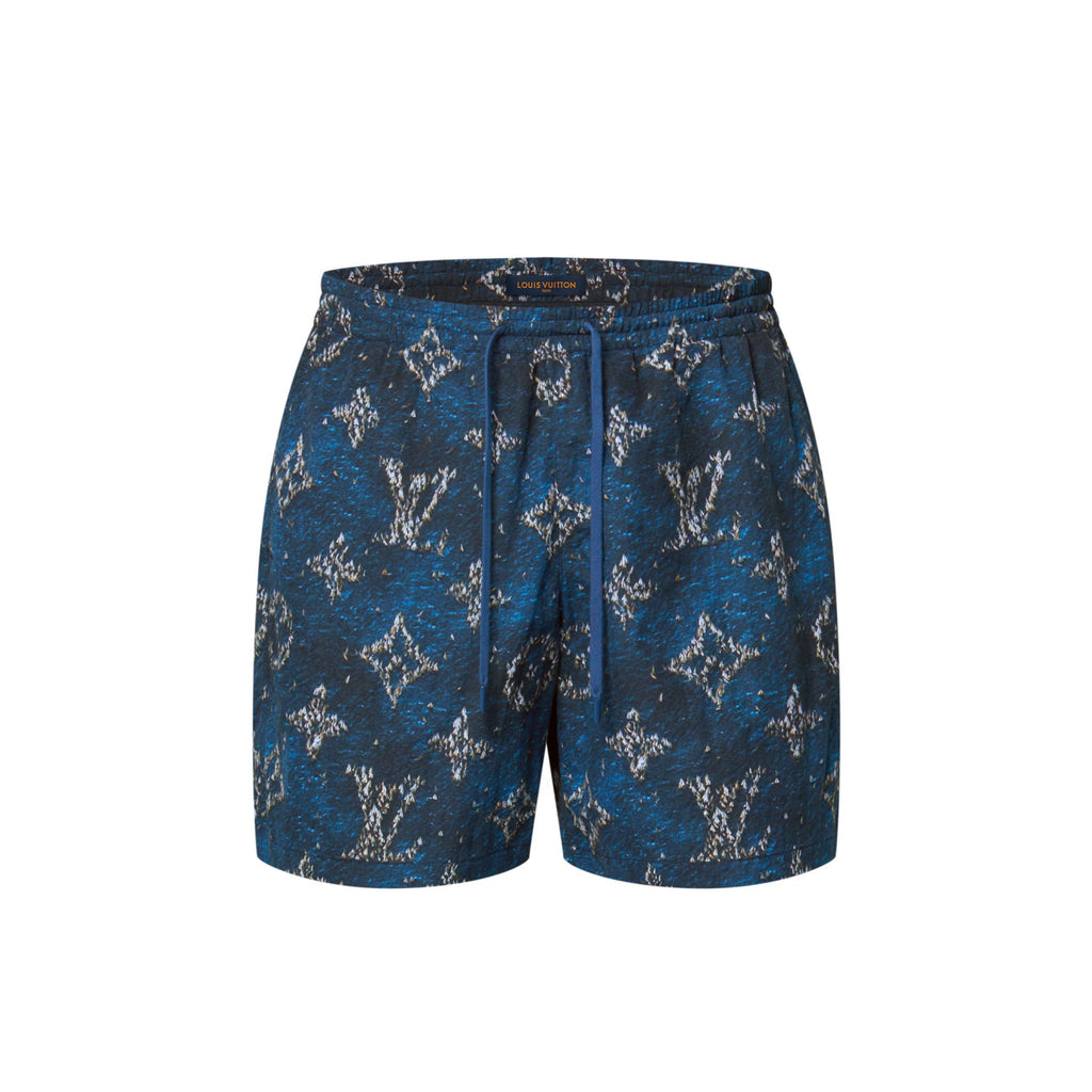 Louis Vuitton Men's Summer Logo Print Single Breasted Silk Short Sleeved Shirt And Casual Drawstring Shorts Suit Set #76997
