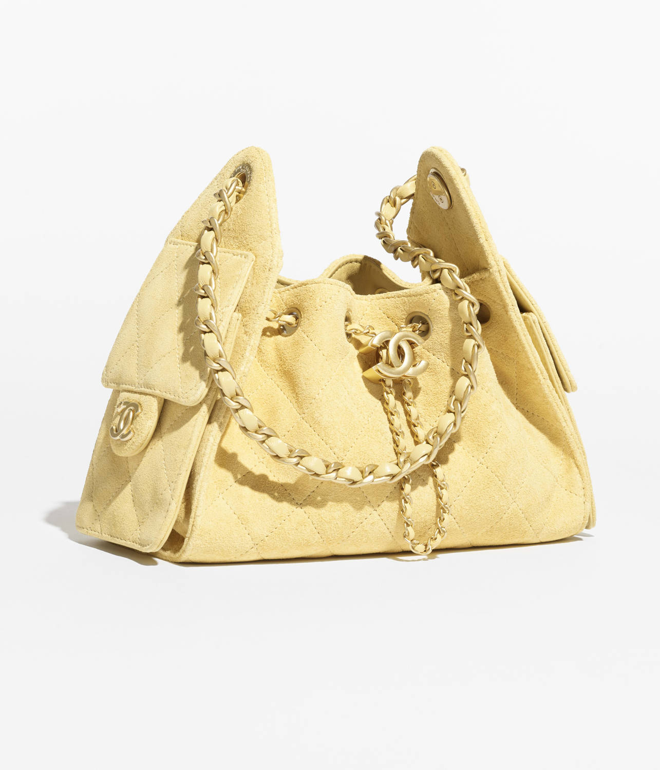Chanel 25 Women's Mini Bag Suede-Effect Calfskin And Gold-Tone Metal Yellow #332928