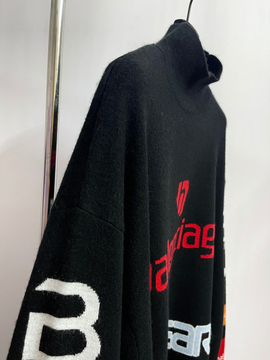 Balenciaga Men's and Women's Spring and Autumn Letter Printed High Neck Drop Shoulder Long Sleeve Sweater #74155