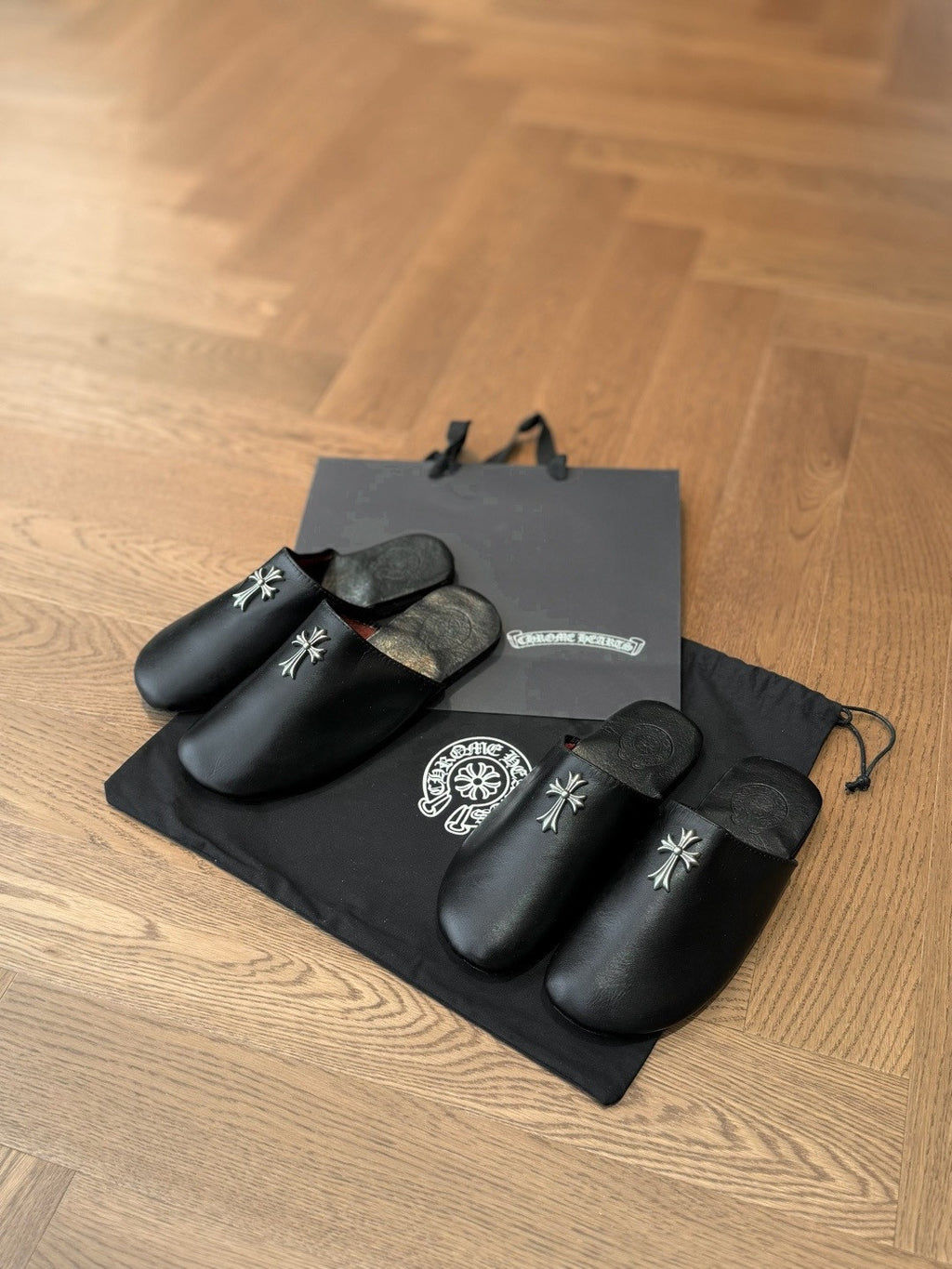 Chrome Hearts Home Mule Leather Slippers #382259