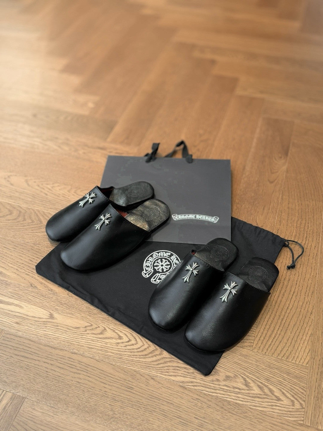 Chrome Hearts Home Mule Leather Slippers #382259