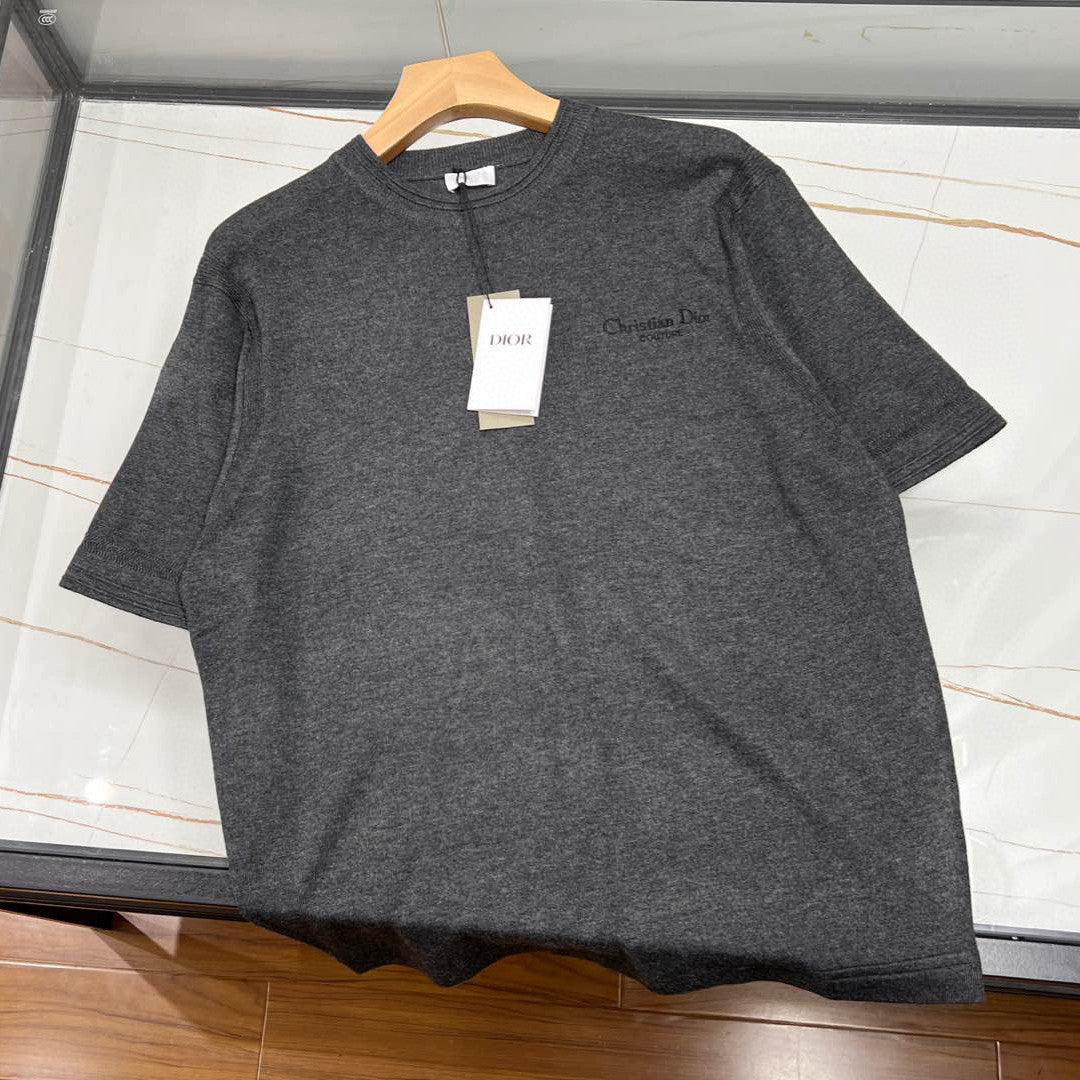 Dior Men's Summer Logo Embroidery Loose Solid Color Round Neck Cotton Short Sleeve T-Shirt #74925