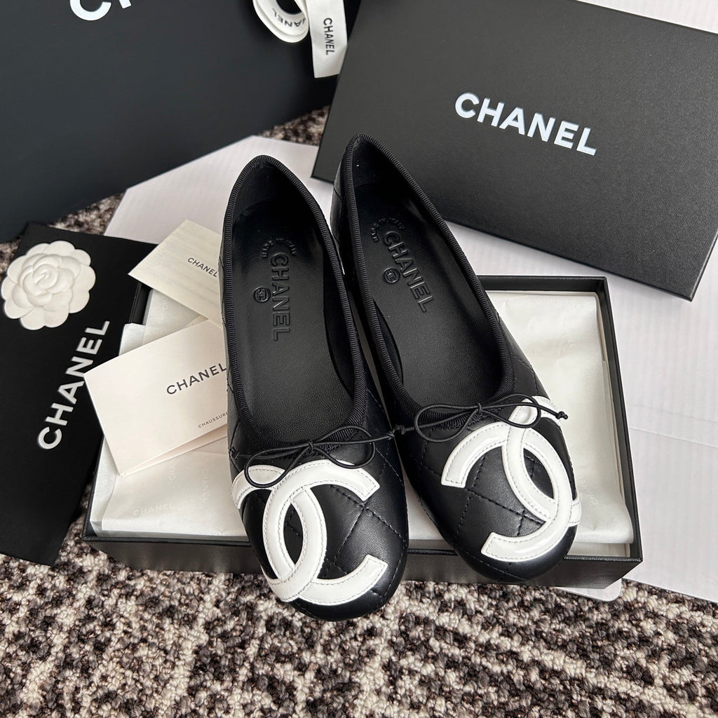 Chanel Lambskin Cambon Quilted Ballerina Flats #310355