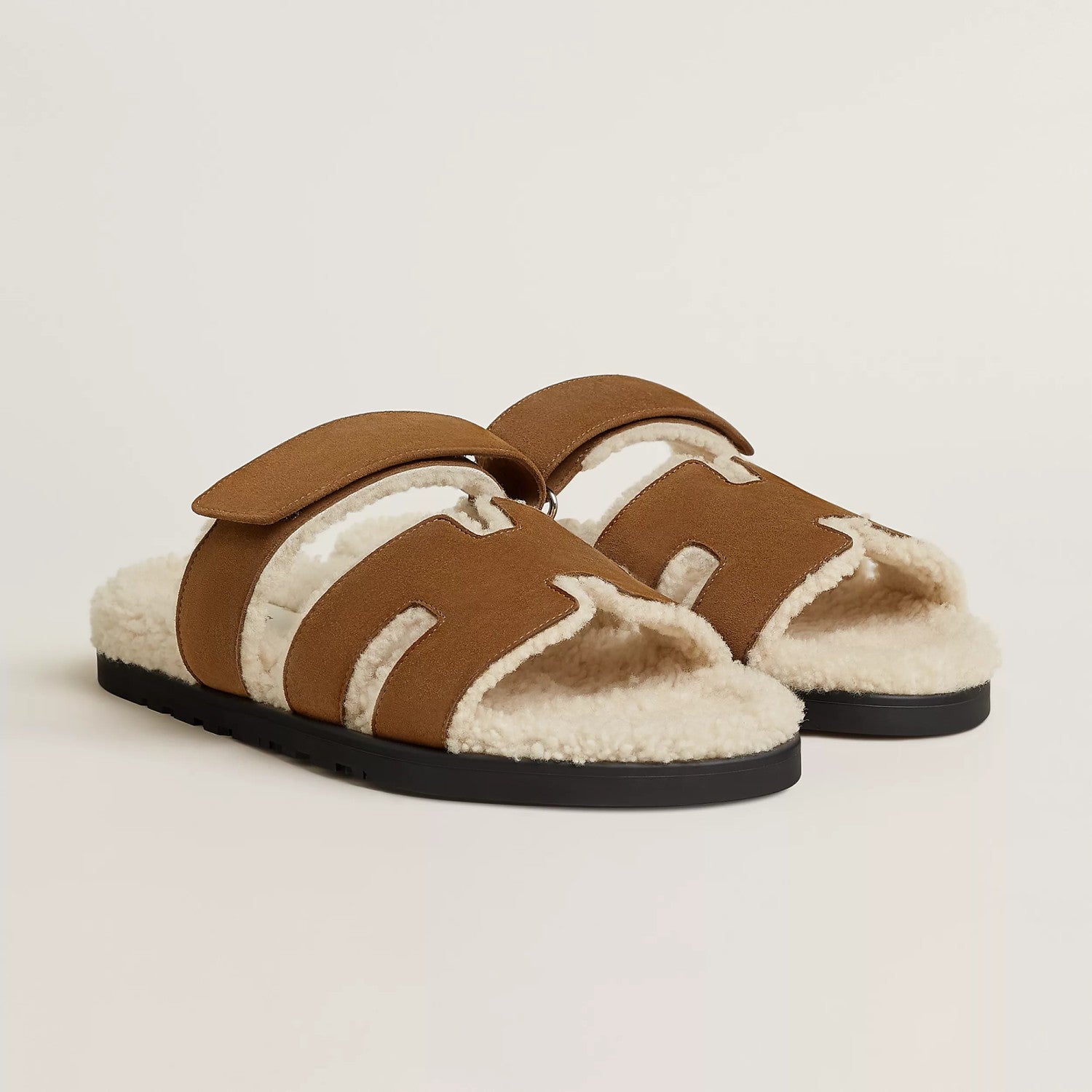Hermes Chypre Men's And Women's Spring/Fall Fashion Casual Suede Shearling Flip Flop Sandals Shoes #78741