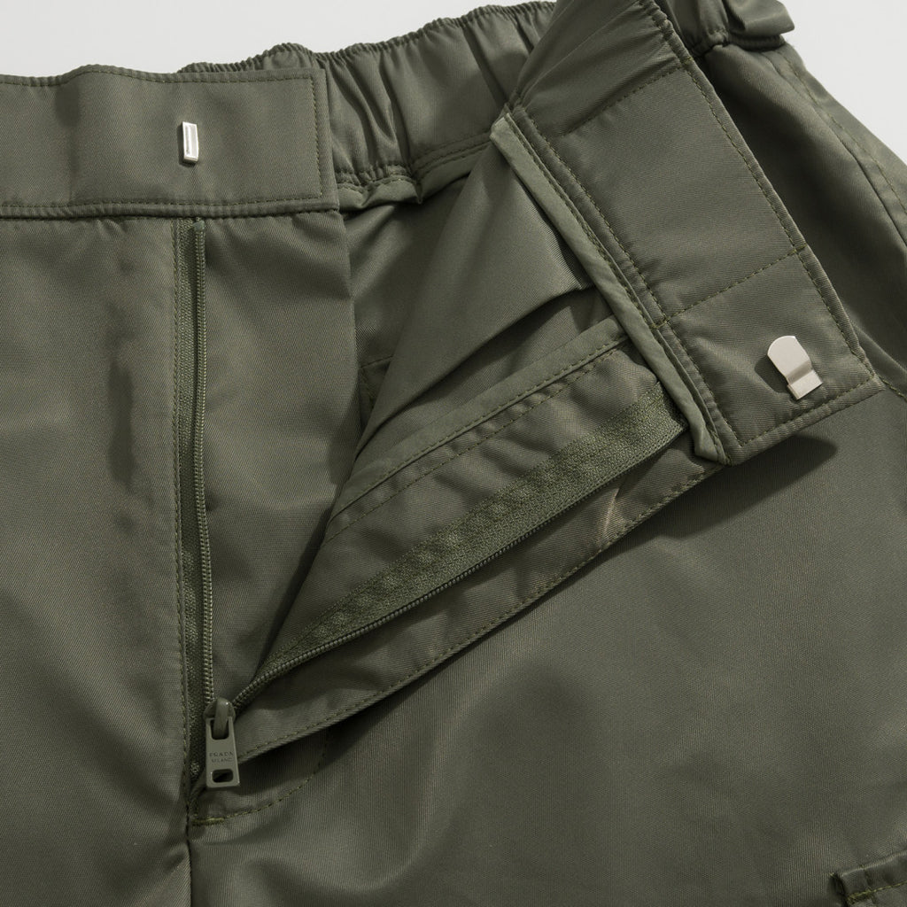 Prada Men's Summer Nylon Multi-Pocket Elastic Waist Solid Color Casual Work Shorts #81195