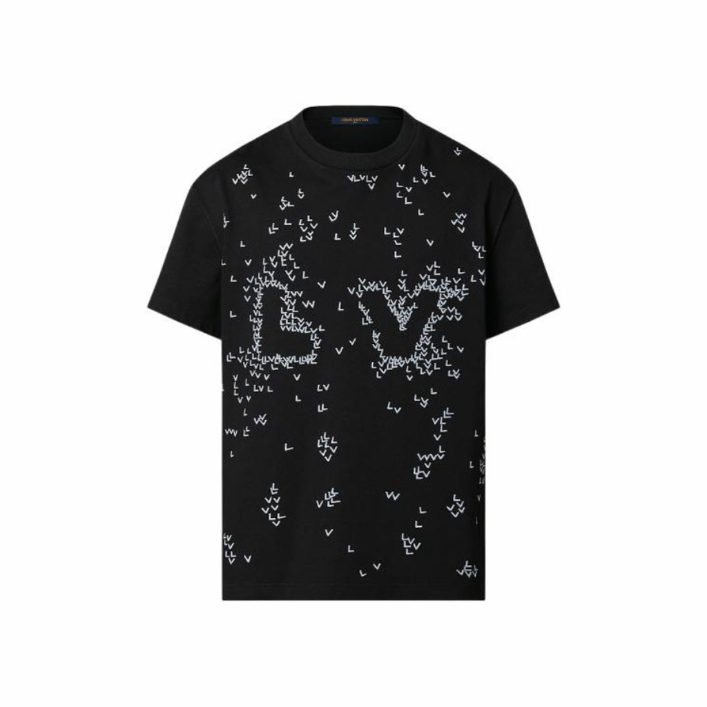 Louis Vuitton Black Embroidered Loose Fitting Short Sleeved T-shirt #21553