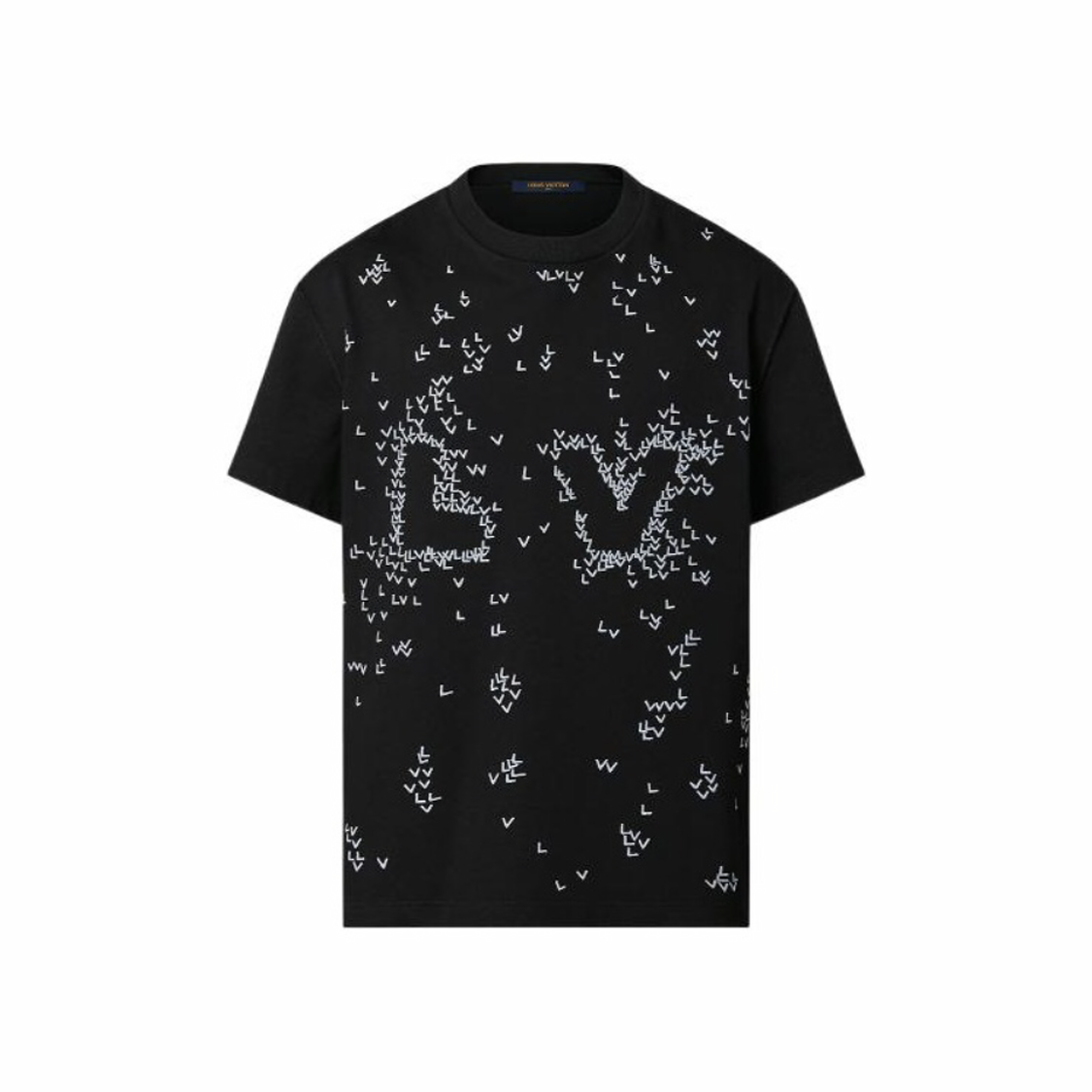 Louis Vuitton Black Embroidered Loose Fitting Short Sleeved T-shirt #21553