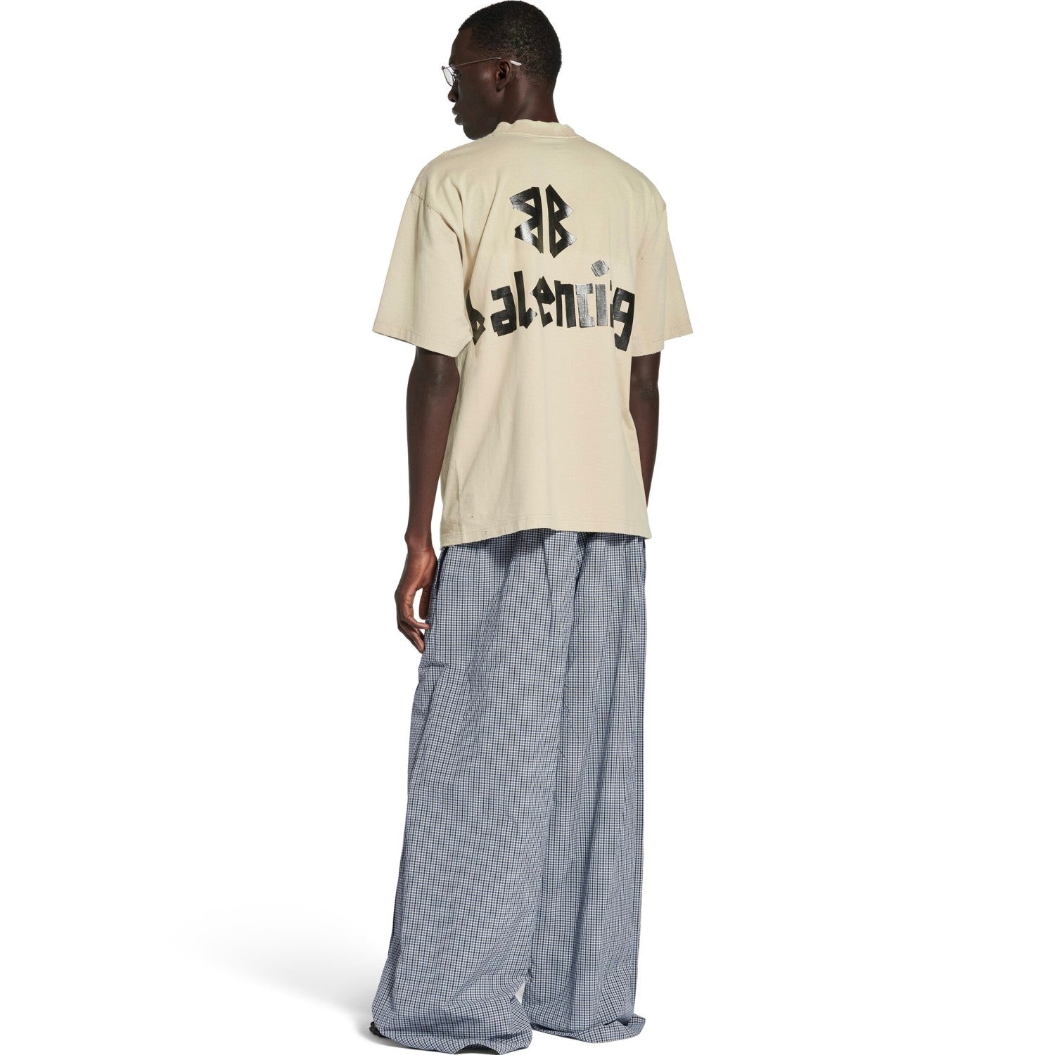 Balenciaga Tape Type Men's and Women's Summer Tape Letter Print Solid Color Cotton Crew Neck Short Sleeve T-Shirt #77878